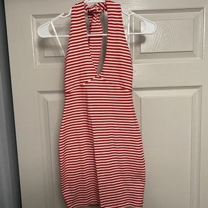 Red and White Striped Halter Dress